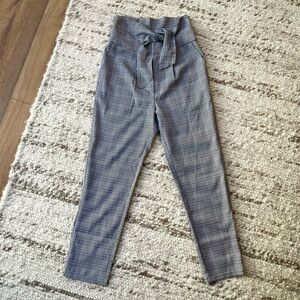 ee:some Glen Plaid Paperbag Tie-Waist Trousers, Mini Houndstooth Check, Size S